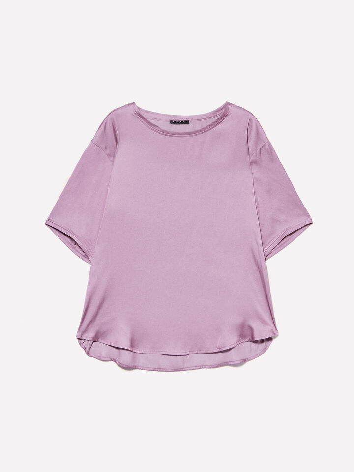 Übergroße Bluse aus malvenfarbenem Satin - blusen für damen - Flieder | Sisley image number 4